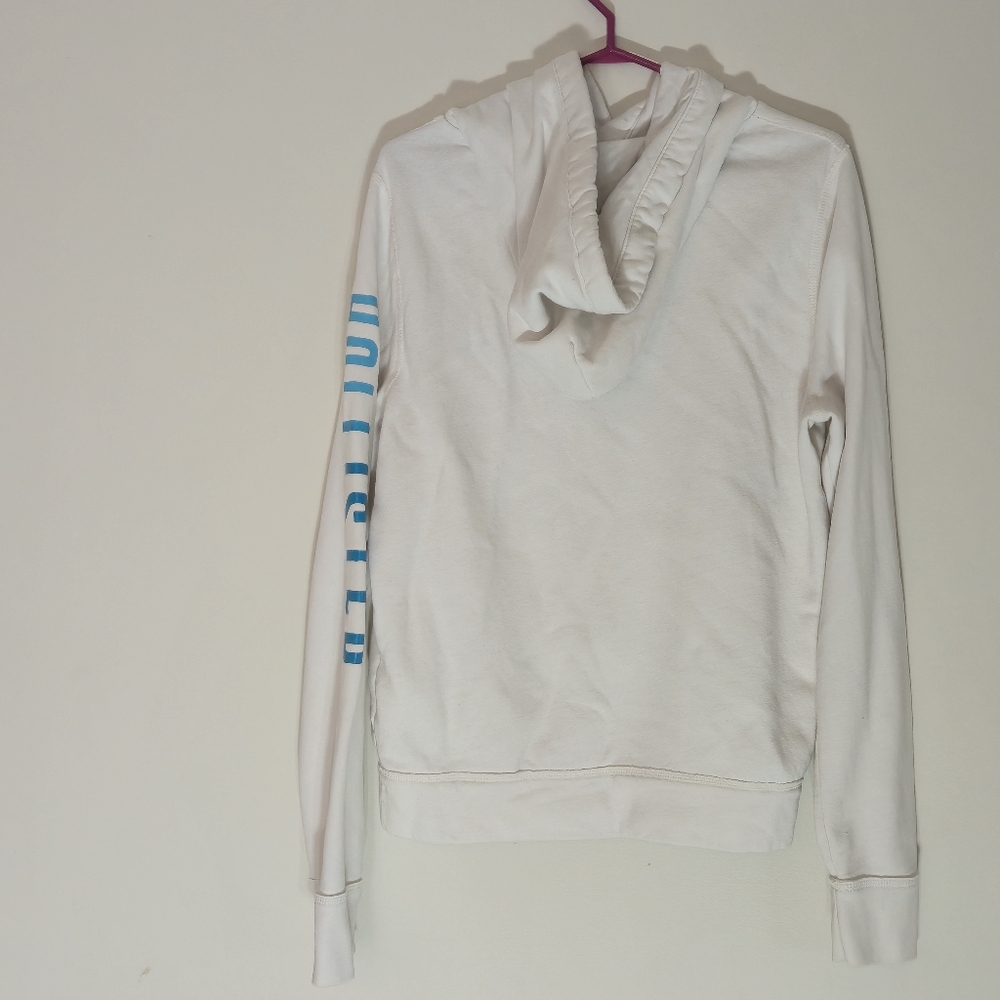 Hollister Size XL White Blue Graphic Seagull Sleeve Logo Pullover Hoodie Y2K - Picture 7 of 11